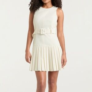Cinq a Sept Charolette Sleeveless Belted Minidress in Ivory Size 10
